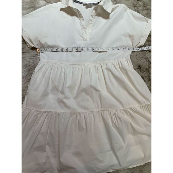 THML Womens Collared Short Sleeve Cream Dress Medium - Picture 10 of 10